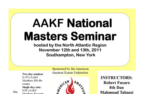 AAKF Masters Seminar with Sensei Kanani November 12 and 13 in Southampton New York